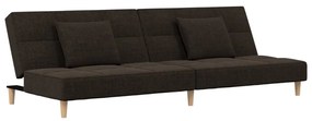 337420 vidaXL Canapea extensibilă cu 2 locuri, 2 perne, maro închis, textil