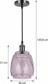 BRILAGI - Pendul LED pe cablu RETRO GLASS 1xE27/60W/230V Ø 26 cm negru/gri fumuriu