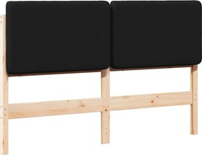 vidaXL Tăblie tapițată Maro și negru 160 cm Lemn de pin masiv