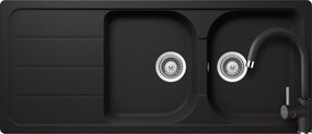Set chiuveta bucatarie Schock Formhaus D-200 1160 x 500 mm si baterie bucatarie Schock Plutos Cristalite Nero, negru