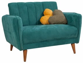 Canapea 2 Locuri, Lemn Solid, Aqua Loveseat, Verde Marin