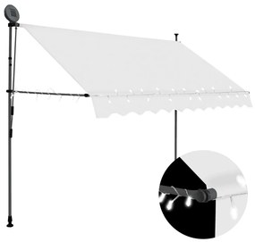vidaXL Copertină retractabilă manual cu LED, crem, 250 cm