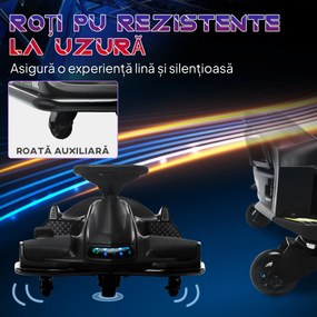 HOMCOM Go-Kart Electric pentru Copii cu Pedale, Pornire Lentă, Lumini, Muzică și Centură, 90x53x99 cm, Negru | Aosom Romania
