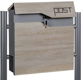 STILISTA Cutie poștală pe picioare, metal/lemn, două picioar