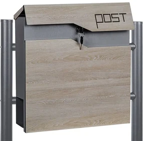STILISTA Cutie poștală pe picioare, metal/lemn, două picioar