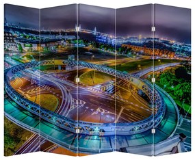 Paravan - Panorama orașului nocturn (210x170 cm)