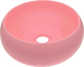 vidaXL Chiuvetă de baie lux roz mat 40x15 cm ceramică rotund