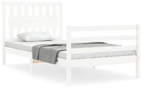 3194302 vidaXL Cadru de pat cu tăblie, alb, 100x200 cm, lemn masiv