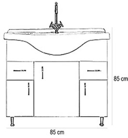 Dulap inferior Bianca Plus 85 cu lavoar, culoare Aida nuc