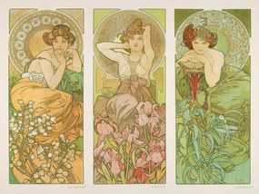 Artă imprimată Topaz, Amethyst & Emerald (Three Beautiful Art Nouveau Ladies) - Alphonse / Alfons Mucha, (40 x 30 cm)