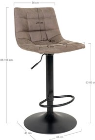Taburet de bar Middelfart, microfibră, maro deschis, picioare negre