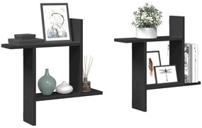 vidaXL Rafturi de perete, 2 buc., negru, 50x12x50 cm, lemn prelucrat
