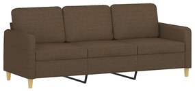 Canapea cu 3 locuri cu taburet, maro, 180 cm, material textil Maro, 198 x 77 x 80 cm