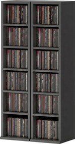 HOMCOM Set de 2 rafturi coloane dulap de depozitare CD-DVD 12 compartimente 21 x 22,5 x 88,5 cm capacitate 204 CD-uri negru | Aosom Romania