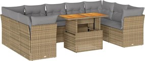 vidaXL Set canapele de grădină cu perne, 10 piese, bej, poliratan