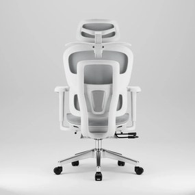 SIENA E15 Executive – Scaun Ergonomic cu Suport Lombar Reglabil pe Înălțime, Tetieră Reglabilă, Cotiere 3D, Șezut Extensibil, Reclinare 135°, Umeraș Integrat, Suport pentru Picioare și Bază Metalică, Mesh, Gri