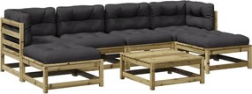 vidaXL Set canapele grădină cu perne, 7 piese, lemn de pin tratat