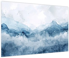 Tablou - Nori și valuri, acuarelă (90x60 cm)