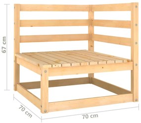Set mobilier de gradina, 2 piese, lemn masiv de pin Maro, Canapea de centru + canapea de colt, 1