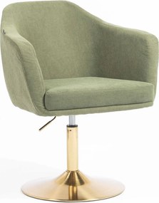 HR832N Scaun Catifea Reiată Premium culoare verde salvie cu Bază Aurie