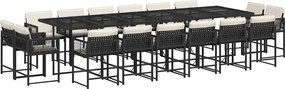 vidaXL Set mobilier de grădină cu perne, 17 piese, negru, poliratan