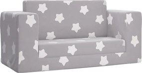 vidaXL Canapea extensibilă copii 2 locuri gri deschis/stele pluș moale