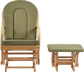 Scaun balansoar cu suport pentru picioare, natural/verde, DALBERT