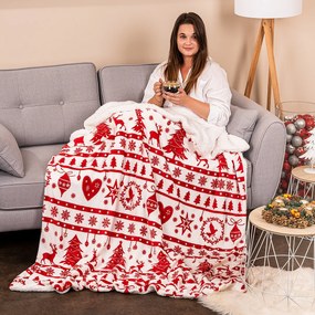 Pătură de Crăciun imitație de blăniță 4Home White Christmas, 150 x 200 cm