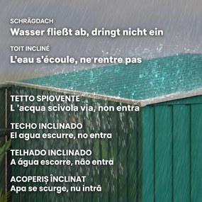 Outsunny Magazie Grădină din Oțel, Ușă Glisantă, pentru Căsuță de Unelte, Căsuță de Grădină, 154x206.5x160/181 cm, Albă | Aosom Romania