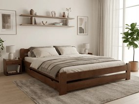 Pat Laura 140x200 cm, stejar Saltele: Cu saltele Deluxe 10 cm, Somiera pat: Cu lamele drepte