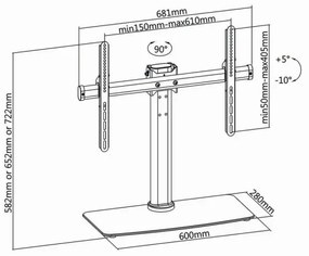 Nedis TVSM2330BK Full Motion suport TV 32-65", 3 poziții înălțime
