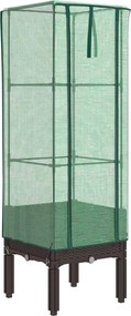 vidaXL Strat înălțat cu husă de seră, aspect ratan, 40x40x140 cm