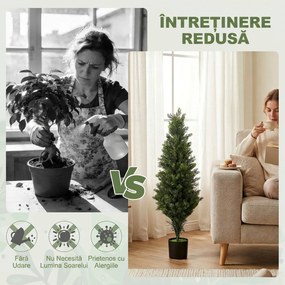 HOMCOM Set 2 plante artificiale de chiparos, 90 cm, pentru interior și exterior, cu ghiveci, 564 frunze, verde | Aosom Romania