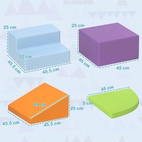 HOMCOM Set 4 Blocuri Moi pentru Copii 1-3 Ani, Spumă și Piele PU, Jucării de Cățărat, Multicolor | Aosom Romania