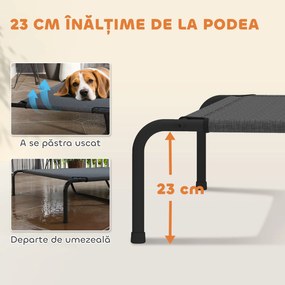 PawHut Pat Ridicat pentru Câini de Talie Mare, Targă Portabilă din Oțel și Plasă Respirabilă, Ușor de Montat, Gri, 152x94x23 cm | Aosom Romania