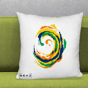 Perna Decorativa Vortex Abstract Colorat, 40x40 cm, Alb Pufos, Husa Detasabila, Perna Inclusa, BEKZ®