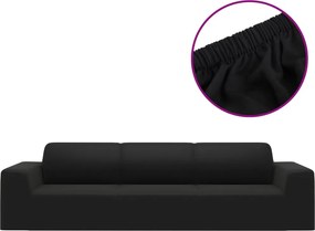 vidaXL Husă elastică pentru canapea cu 4 locuri poliester jersey negru