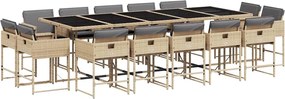 vidaXL Set mobilier grădină cu perne, 15 piese, bej combinat poliratan