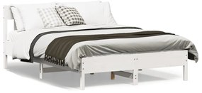vidaXL Cadru de pat fără saltea, alb, 140x190 cm, lemn masiv de pin
