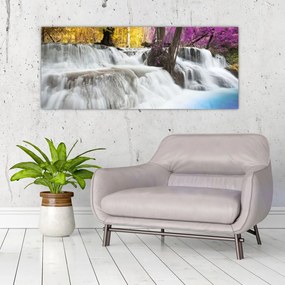 Tablou cu Erawan cascadă în pădure (120x50 cm), în 40 de alte dimensiuni noi