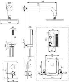 SILIA Set de Duș cu Montare Îngropată, cu BOX pentru Baterie finisaj auriu periat BXYYRQSM