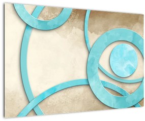 Tablou - Cercuri albastre acvarelă (90x60 cm)