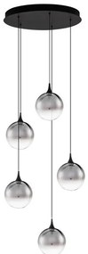 Lustra moderna cu 5 pendule LED, Metal, Sticla, Fumuriu, ORENDA