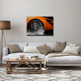 Tablou pe sticlă - Mașină sport portocalie (70x50 cm)