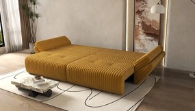 Canapea extensibilă dumonde cu ladă de depozitare si sezut confortabil din spuma high-density, Berlin Ambience Mustar 300x100 cm