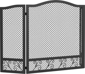 HOMCOM Parascântei pentru Șemineu, 3 Panouri, Metal Vopsit Electrostatic, Gata de Utilizare, 107 x 1 x 60 cm, Negru | Aosom Romania