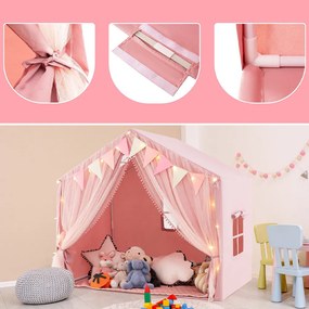 Cort de joacă cu luminițe stelare, roz