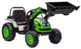 HOMCOM Buldozer Jucarie pentru Copii 3-5 Ani cu Baterie 6V, cu Sunete si Lumini, Viteza 1.5-2.5 km/h, 132x62x65 cm, Verde | Aosom Romania