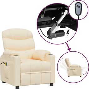 vidaXL Fotoliu de masaj electric rabatabil, crem, textil