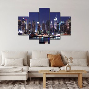 Tablou - Zgârie-nori din New York iluminate (150x105 cm)